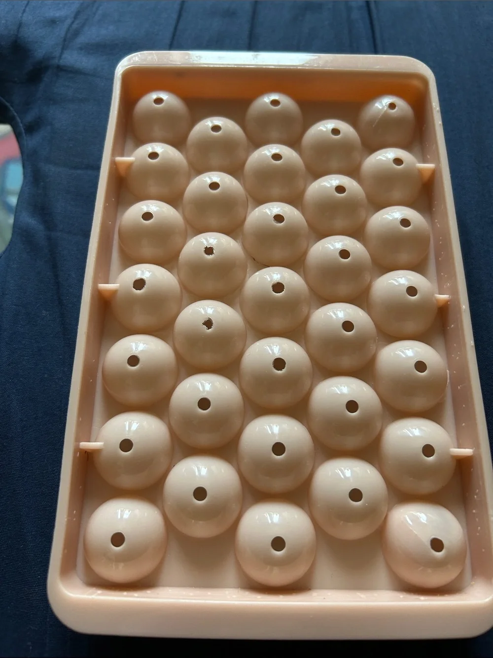 Peach Plastic Bead Tray with Round Holes